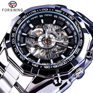 Forsining 893 <span class=keywords><strong>Montre</strong></span> mécanique <span class=keywords><strong>pour</strong></span> <span class=keywords><strong>homme</strong></span> en acier inoxydable, étanche, creuse, automatique, design de pièce de monnaie en alliage de cristal de saphir - Product Image 4