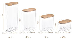 Ideale Bamboe Luchtdichte Voedselopslagcontainers Met Bamboe Deksels En Siliconen Afdichtingsringen, Doorzichtige Plastic Jerrycans Voor Granen - Product Image 6