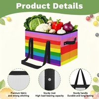 Panier de courses pliable arc-en-ciel personnalisé (version lavande), pour cadeaux de festival et courses en supermarché