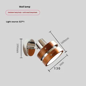 Petite lampe murale vintage américaine en bois massif et fer, lumière à trois couleurs changeante, style Wabi-Sabi, chambre à coucher, chevet, maison, style <span class=keywords><strong>punk</strong></span> - Product Image 6