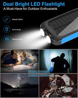 Batterie solaire portable d'extérieur avec deux lampes LED 12W, charge rapide USB-C, étanche, chargeurs solaires pour téléphone en ABS
