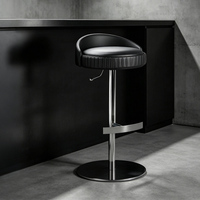 Tabourets de bar modernes pour hôtel, KTV, club, salle à manger, chaise de bar en cuir, tabouret de bar haut rembourré en métal et acier inoxydable pour cuisine