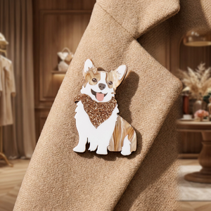 Serie de Broches Acrílicos de Razas de Perros: Textura de Pelo de Mármol Premium, Brillo Dorado, Bandana, Corgi, Poodle, <span class=keywords><strong>Shiba</strong></span> <span class=keywords><strong>Inu</strong></span> - Venta al por Mayor B2B - Product Image 4