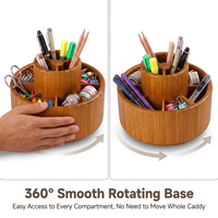 Support de stylos rotatif à 360° en bambou finition noyer de qualité supérieure, organiseur de bureau pour fournitures de bureau et études