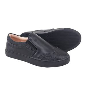 Joski-mocassins en cuir noir pour enfant, sans lacets, cuir pleine Grain, doux, tendance, pour l'extérieur, bateau, haricots, décontractés, nouveauté - Product Image 1