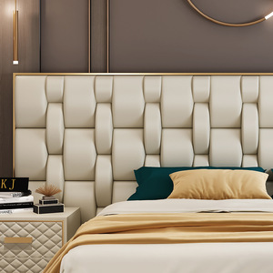 Lit Double Moderne de Luxe, Meubles de Chambre Élégants en Cuir Véritable Haut de Gamme, Suites <span class=keywords><strong>King</strong></span>/Queen Size pour la Maison, l'Hôtel et la Villa - Product Image 4