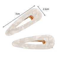 Vente en gros OEM : Lot de 2 barrettes à cheveux en résine acétate avec logo personnalisé, motif marbre, style coréen tendance, accessoires de mode pour cheveux