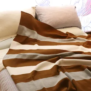 Оптовая продажа, Кашемировое шерстяное 100% хлопковое льняное одеяло в полоску для путешествий
