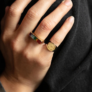 Gemnel 925 Sterling Silver <strong>Everything</strong> Will Be <strong>Ok</strong> Pinky Retro Minimalist Signet Ring Chunky Large Style Finger Band for Men - Product Image 5