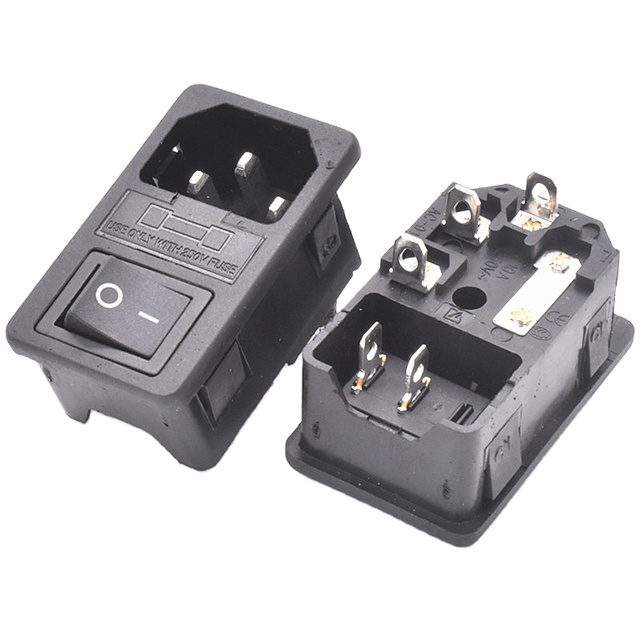 China Power Socket with 2 3 4 Pin Switch and Fuse AC 10A 250V Rated Current
