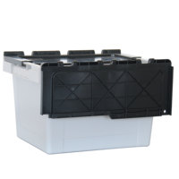 Conteneurs de stockage en plastique industriels avec couvercle intégré, boîtes empilables recyclables pour la logistique, applications multi-usages