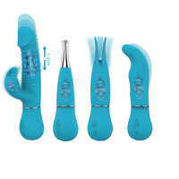 Sexspielzeug für Frauen mit 4 Austauschbaren Aufsätzen Silikon Rotations-Massage-Vibrator