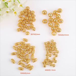 Perles creuses plaquées or 6mm 8mm 10mm, perles d'espacement en cuivre pour la fabrication de bijoux DIY, bracelets, colliers et accessoires - Product Image 2