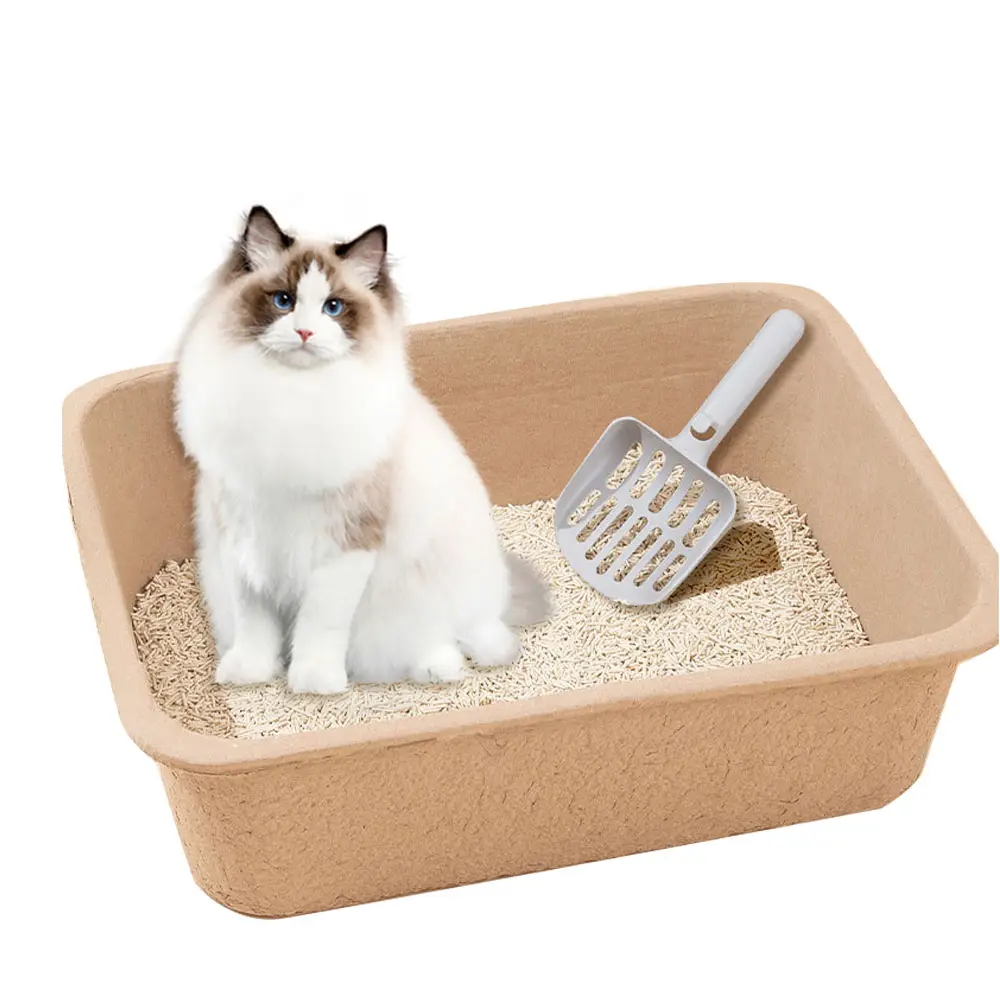 Wholesales Manufacture Kitty Sift Disposable Cat Litter Box Eco-Friendly Sustainable Cat Toliet Molded Paper Clean - Jumbo