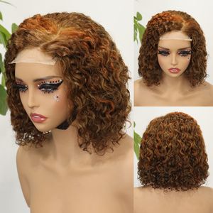 Parrucca Bob con Parte Laterale in Capelli Umani Grezzi Vietnamiti, Densità 250, Chiusura 4x4, Colore Rosso Vino 99J, <span class=keywords><strong>Ricci</strong></span> ad Acqua per Donne - Product Image 6