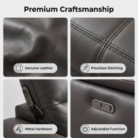 Canapé sectionnel moderne à trois places en cuir véritable durable, dossier rembourré, accoudoirs rembourrés, design écologique, pieds en acier inoxydable