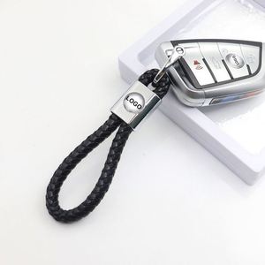 Wholesale <b>Custom</b> Car Keyrings Leather Weave Straps <b>Keychain</b> with Car logo for Car Women Men Gift - Product Image 2