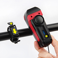 Phare avant de vélo rechargeable multifonctionnel Tianji Modèle 7599 avec klaxon électrique 140 dB et LED T6 lumineuse, chargement USB
