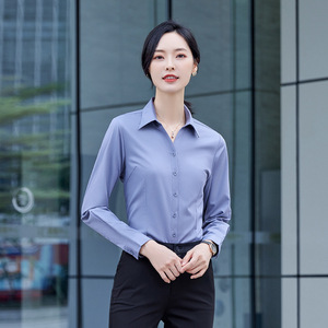 Women's Formal Shirt Set Solid Color Bamboo Fiber Anti-Wrinkle Office Workwear Professional Business Wear Long Sleeve - Product Image 1