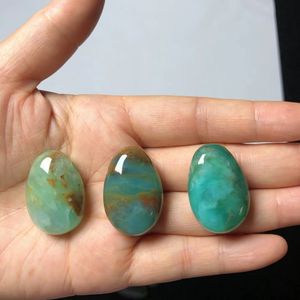 Colgante de piedra Anden azul ópalo de 30mm personalizado de fábrica, piedra preciosa verde Natural de alta calidad, forma de pera, joyería perforada de gota de 12mm - Product Image 5