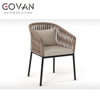Fauteuil de salle à manger d'extérieur moderne et minimaliste haut de gamme, écologique, en aluminium tressé à la main, pour hôtels et plages, idéal pour les ensembles de mobilier de jardin.