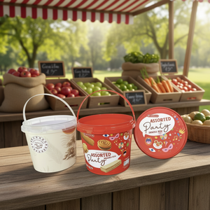 Balde Redondo de Plástico Personalizado de 1L-10L, Ecológico, Durável, com Alças de Metal para Tinta, Impressão de Logo Personalizada em Serigrafia - Product Image 4