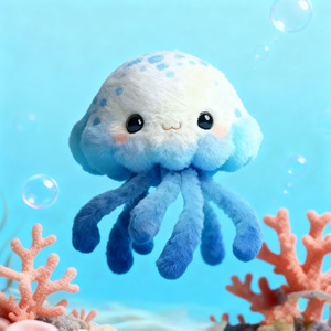 En stock: Peluche de medusa de dibujos animados, animales de peluche suaves, juguetes de peluche marinos, adorno decorativo encantador para el hogar. - Product Image 1