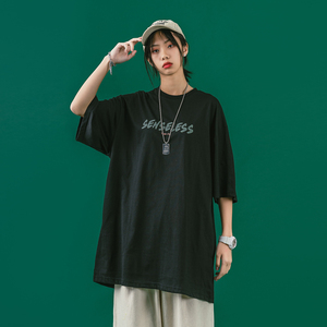 Vêtements pour femmes Anime, Nouvelle collection été 2025, T-shirt noir à manches courtes grande taille style Goth, motif chat 'Killing <span class=keywords><strong>Stalking</strong></span>' - Product Image 2