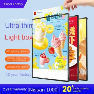 Siêu mỏng quảng cáo <span class=keywords><strong>LED</strong></span> biển quảng cáo treo tường kính cường lực sạc thanh ánh sáng Hộp biển hiệu nhôm chiếu sáng hộp hiển thị - Product Image 2