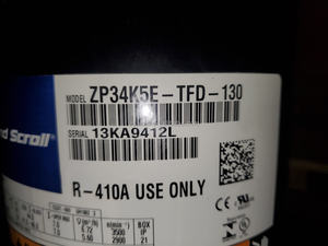 ZP34K5E-PFV-830 ZP34K5E-TF5-800 ZP34K5E-TFD-130 Copeland Scroll Refrigeration <b>Compressor</b> for Central Cooling Plant - Product Image 4