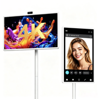 Téléviseur intelligent portable à écran tactile rotatif LED numérique de 32 pouces avec haut-parleur intégré Android 15 sans fil sur pied pour la maison