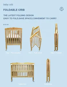 Hot Sale Foldable Wooden Baby Bed Cradle Baby Crib Next To Me With Mosquito Net