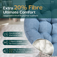 Chaises modernes d'extérieur, chaises pivotantes pour salle de lecture et chambre à coucher, chaise longue ergonomique en osier Papasan avec coussin marron et base marron