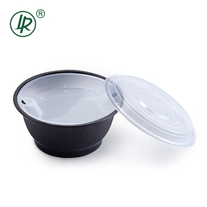 Fast Food Disposable 2 Layer Plastic Round Bowl Soup Noodle Bowl With Inserted Trays