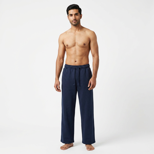 Custom Logo Casual Mens <b>Trousers</b> Elastic Waist Casual Sweat Sweatpants Loose Fit Straight Leg Plain Jogger Pants - Product Image 1
