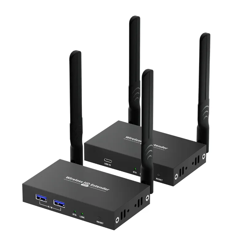 Alat memperluas HDMI, 200M 1920*1080P @ 60Hz loop-out HDMI Wireless Extender diperbarui HD USB Kvm nirkabel penerima pemancar HDMI