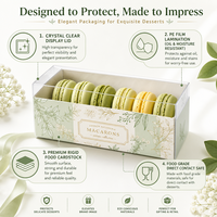 Boîte en carton rigide laminé anti-humidité avec couvercle transparent, emballage jetable transparent pour desserts