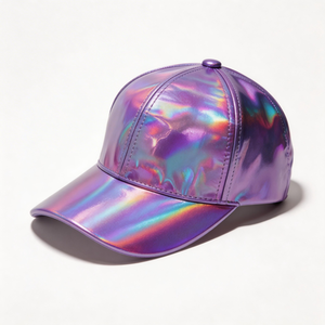 Gorra Deportiva Reflectante de PU de 6 Paneles con Logotipo Personalizado de Moda Hip Hop, Gorra de Béisbol - Product Image 1