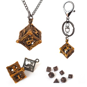1Set de mini dés en métal du MDN avec collier creux en fer antique D20 Dice Case Antique Tiny Metal Dice Set D & D Keychain Portable - Product Image 2