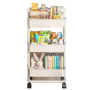 Baby Storage Rack 3 Tier With Wheels Movable <b>Trolley</b> For Nursery Organization - Product Image 4