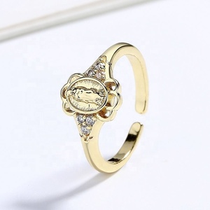Anillos de circonita cúbica de colores con cruz religiosa mística al por mayor para mujer, joyería chapada en oro de 18 quilates, Maravilla - Product Image 3