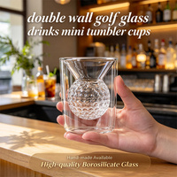 Tasse à whisky isolée transparente en verre borosilicate à double paroi sans BPA, modèle balle de golf, idéale pour la maison, les fêtes et les cadeaux – Meilleures ventes