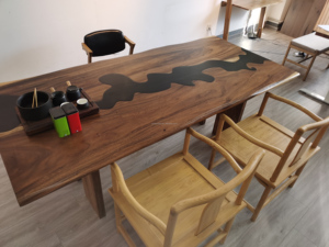 Tavolo in legno schiaffo con sedia set 2021 nuovo design in legno di <span class=keywords><strong>noce</strong></span> sudamericano - Product Image 2