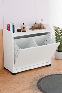 ตู้เก็บของในห้องน้ำแบบ 2 ช่องพร้อมตะกร้าผ้า - Product Image 5