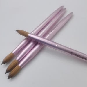 Pinceau à ongles en acrylique avec logo personnalisé, 100% poils de Kolinsky véritable, poils de zibeline ovales et ondulés, manche en métal pour manucure - Product Image 6