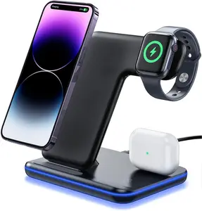 3 In 1 Wireless Charging Station For Phone Watch And Earbuds Compatible With Latest Phone Models Smartwatches Wireless