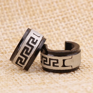 MECYLIFE-pendientes de aro de acero inoxidable con símbolo <span class=keywords><strong>griego</strong></span>, pendientes de aro con diseño de <span class=keywords><strong>gran</strong></span> pared cepillados - Product Image 2