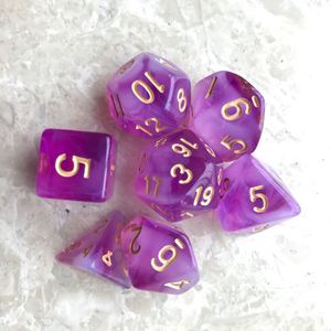 Juego de 7 Dados Poliédricos de Plástico Acrílico Transparente Multicolor Personalizados para D&D y Juegos de Rol - Product Image 4