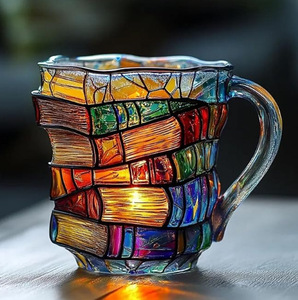Taza de Café con Diseño de Libros Apilados en 3D, Colorida y Única, de Resina, Modelo W45 - Product Image 3