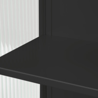 Gabinete de Pared Moderno de Dos Puertas con Puertas de Vidrio de 23.62 Pulgadas, con Almacenamiento Cerrado de Dos Niveles, Toallero, para Sala de Estar o Baño